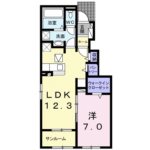 メリーハーバー 105号室 間取り