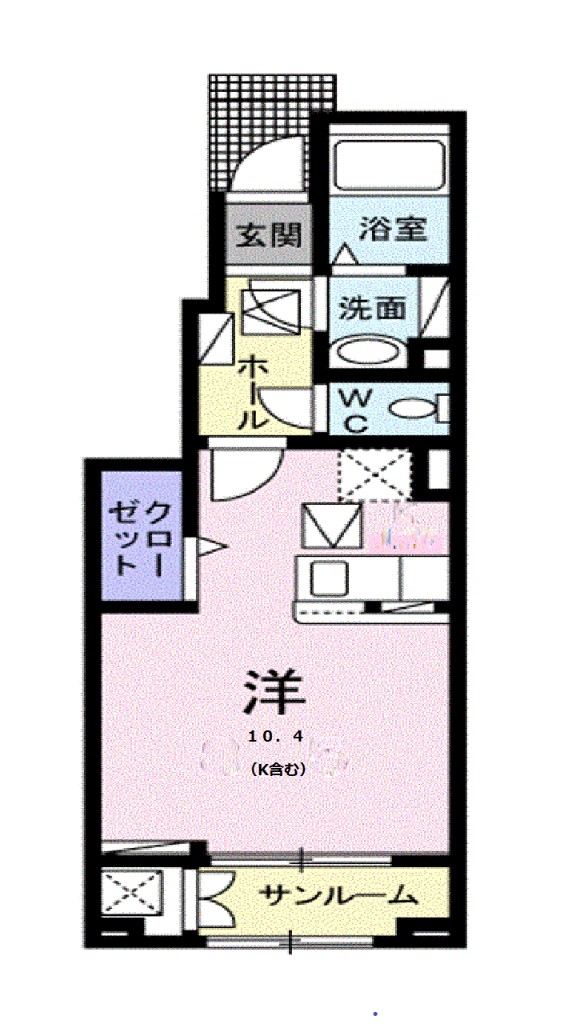 ＨＫＲ　ＳＵＮＡＹＡＭＡ　Ⅱ 103号室 間取り