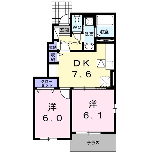 フェリーチェⅡ 101号室 間取り