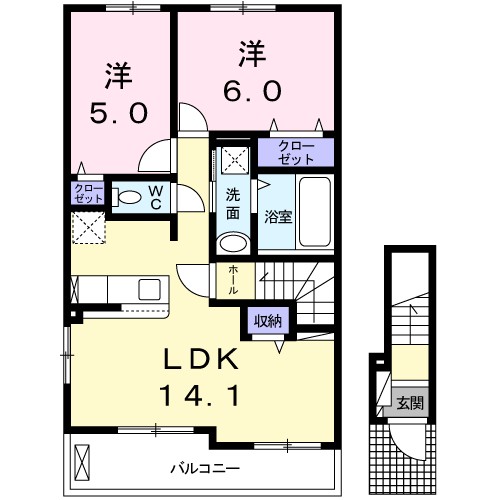 ＯＵＲ　ＣＩＴＹ　今治　Ⅱ 201号室 間取り