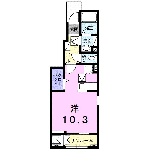 キャトルセゾン北久米　Ⅲ 101号室 間取り