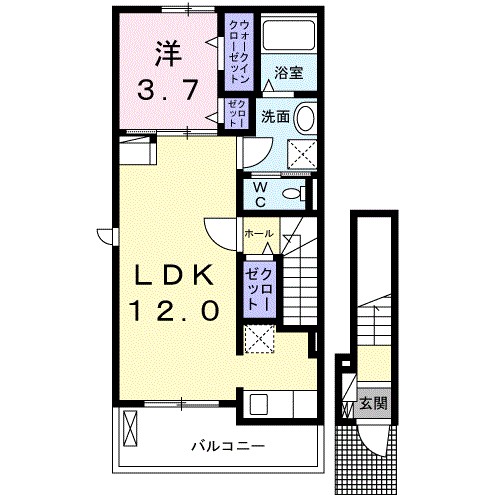 アメニティカーサ　Ⅱ 201号室 間取り