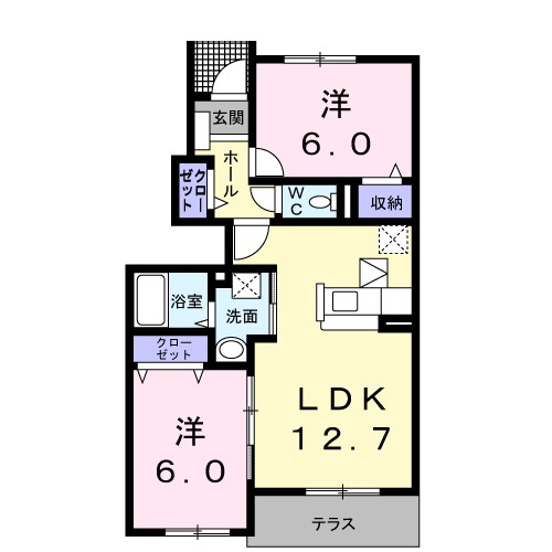 アグライア　Ⅱ 102号室 間取り