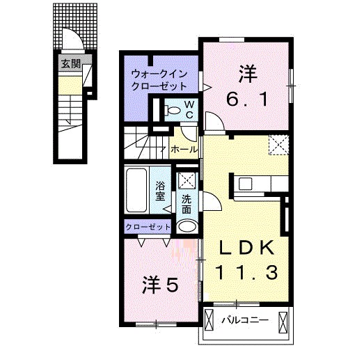 モンテローサ 201号室 間取り