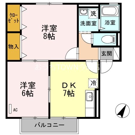 メゾンフォンティーヌ　A棟 A201号室 間取り
