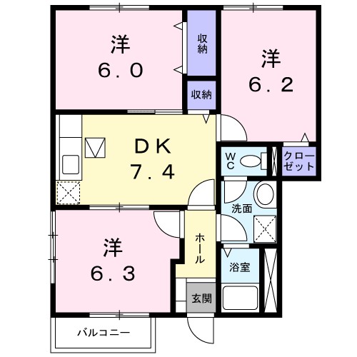 ピソソルアード東仙房 101号室 間取り