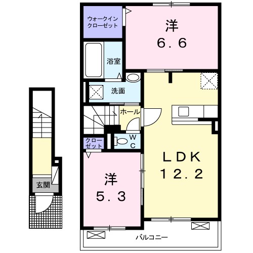 ライズコート枝松 202号室 間取り