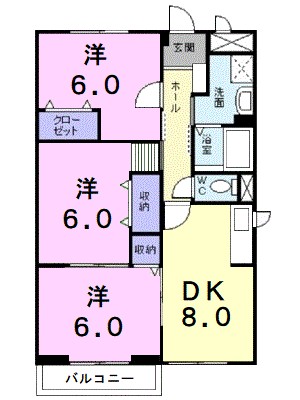リーヴァ北石井 201号室 間取り