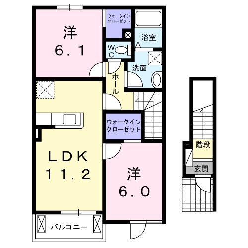 Ｈｅａｒｔ未来Ⅱ　Ａ 202号室 間取り