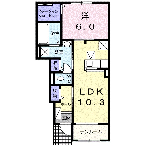 クラール東村　Ｄ 102号室 間取り