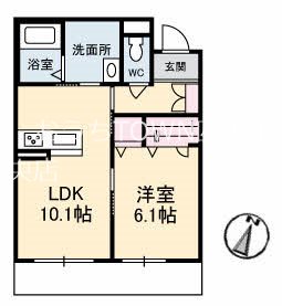 アトリエール上分 103号室 間取り