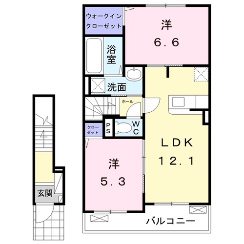 クラール東村　Ｅ 202号室 間取り