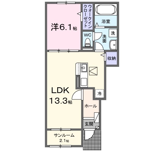 ポプラⅠ 102号室 間取り