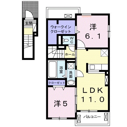 さくら　Ⅱ 201号室 間取り