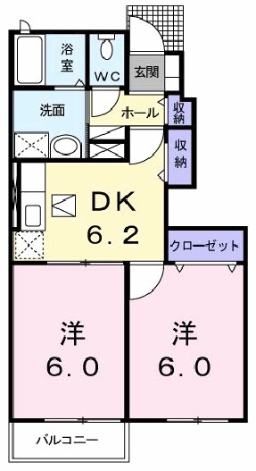 リバービレッジＡ 102号室 間取り