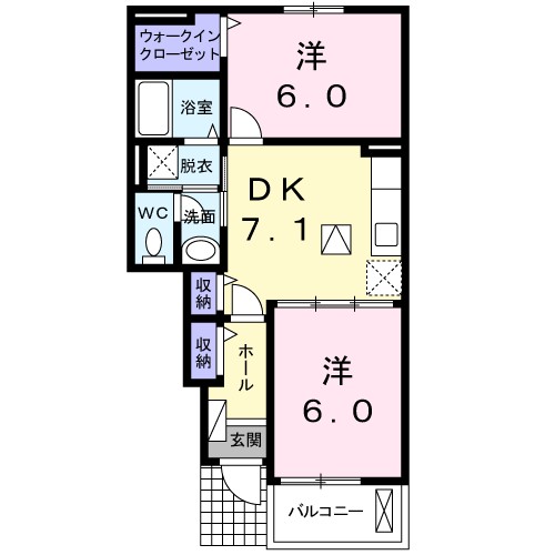 メゾン　シャルマン　Ｂ 102号室 間取り