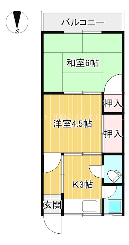 コーポウエスト 6号室 間取り