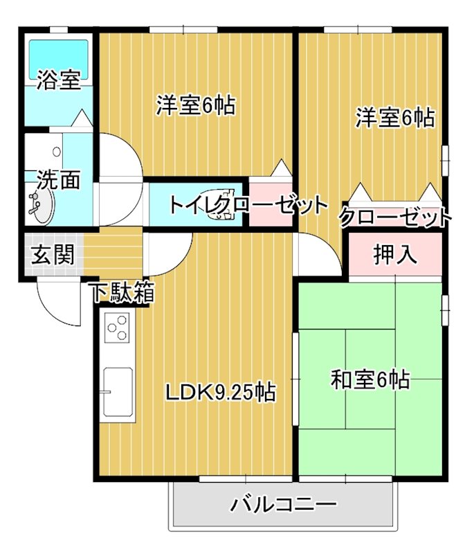 フォブール土居田  A202号室 間取り