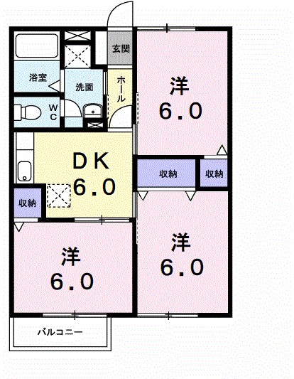 パルシャス野本　Ⅱ 201号室 間取り