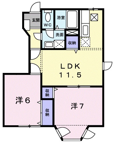 グランディール愛光Ｂ 101号室 間取り