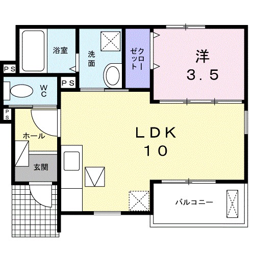 フロイデ北斎院 102号室 間取り