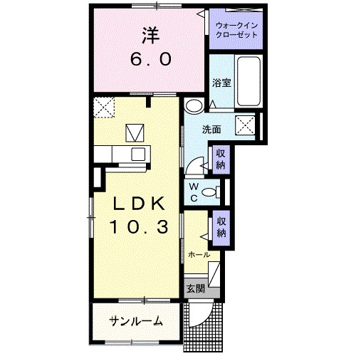 クラール東村　Ｄ 101号室 間取り