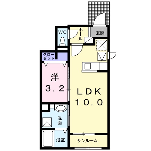 クラール東鳥生　Ａ 101号室 間取り