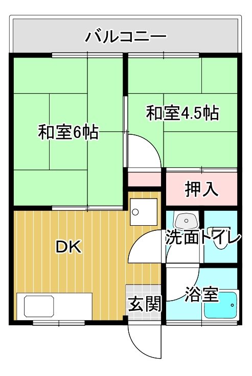 北久米荘 201号室 間取り