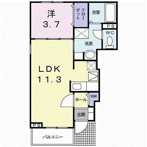 ラフレシール 101号室 間取り