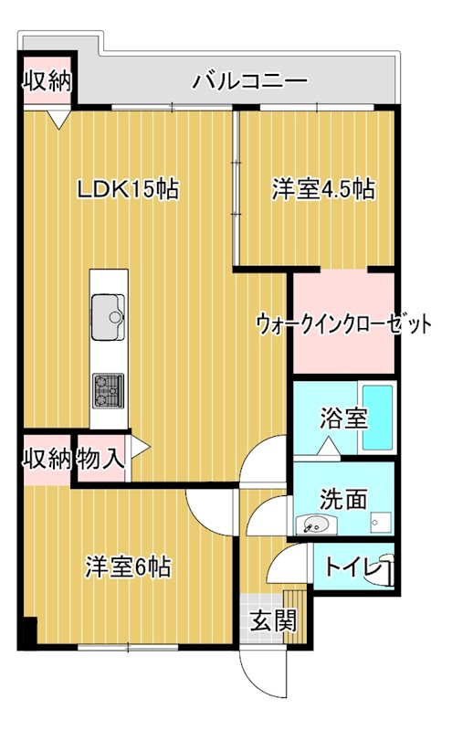 太陽山越ビル  502号室 間取り