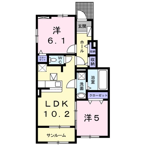 サンリット・エンゼルＣ 102号室 間取り