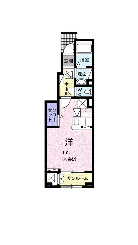 シャトレー 102号室 間取り
