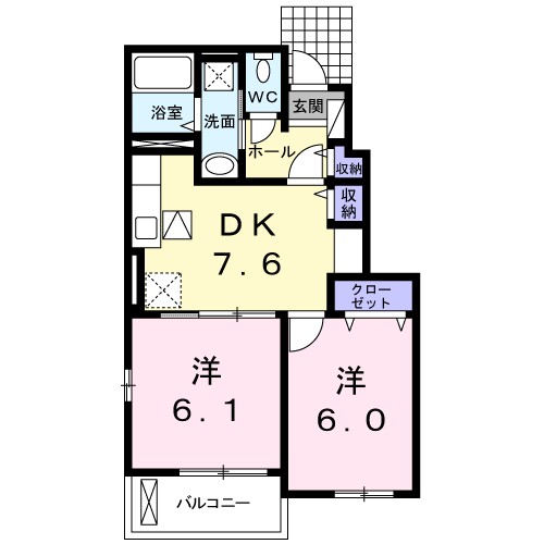 風花通り　北館 102号室 間取り