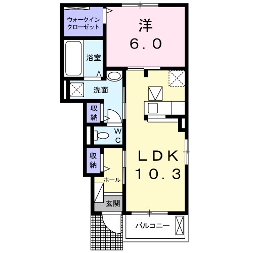 フェリーチェ　Ⅰ 102号室 間取り