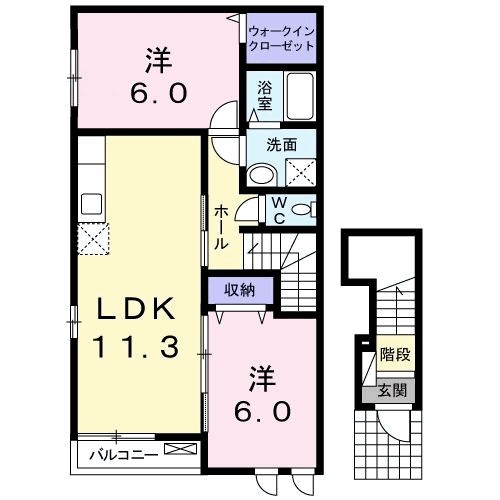 プリムローズ桜 201号室 間取り