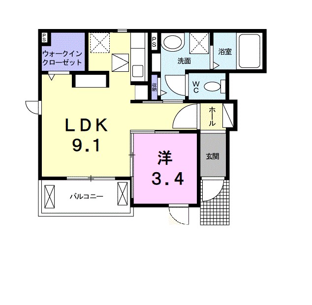 カセッタ　Ｍ 101号室 間取り