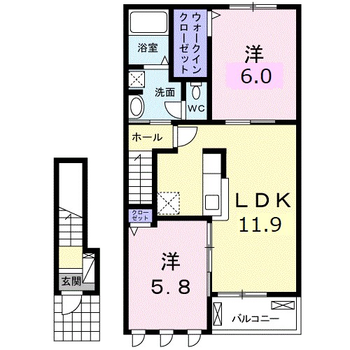 グレースガーデン南高下Ⅰ 202号室 間取り