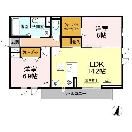 D-room Raffine 105号室 間取り
