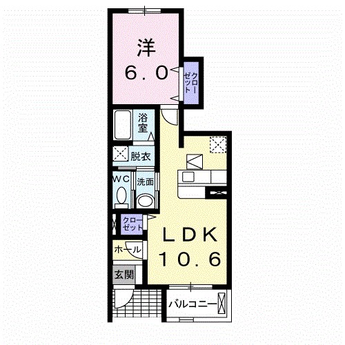 プリムローズ　泉宮　Ａ 102号室 間取り