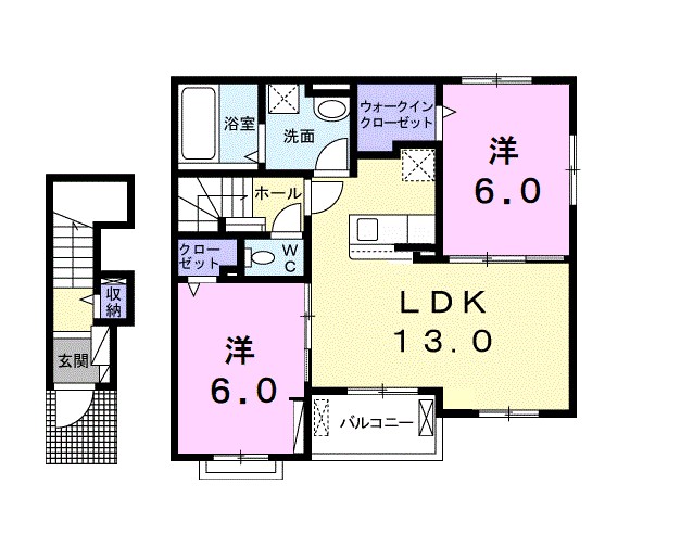 プレリメール 201号室 間取り
