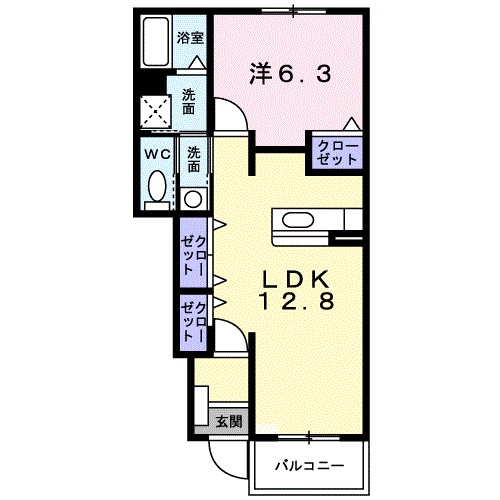 プリムローズⅡ　Ｂ 102号室 間取り