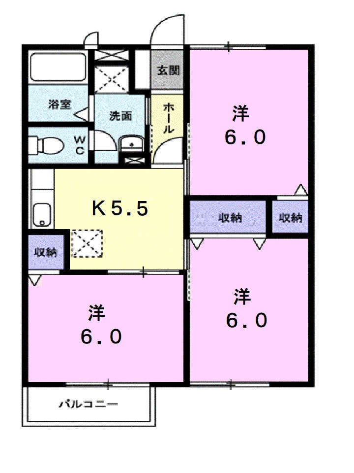 シャルマン北川毛Ａ 201号室 間取り