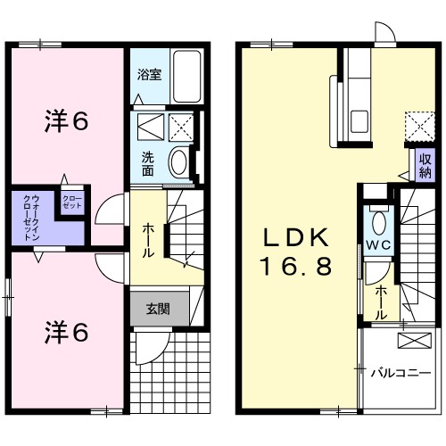 サンライズ砂子 2-1号室 間取り