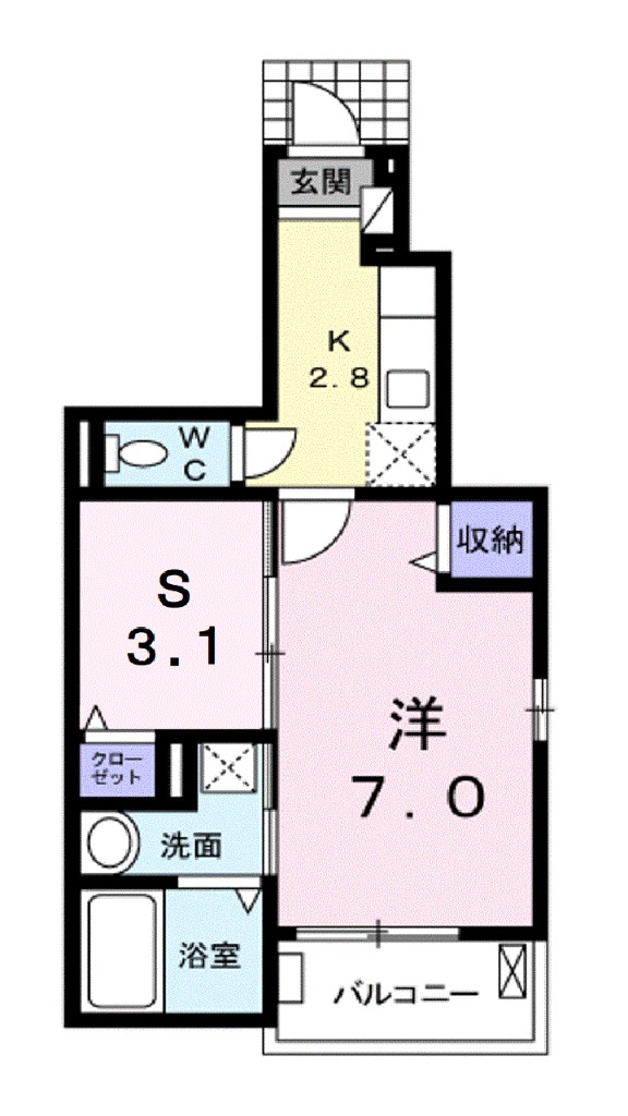 ユリウス　南江戸　Ⅱ 101号室 間取り