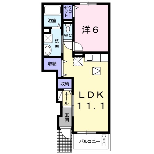 プリムローズ桜Ⅱ 102号室 間取り