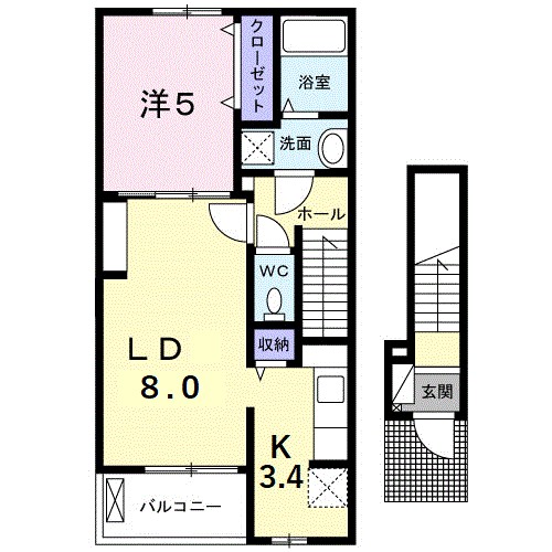 クラール東村　Ｃ 206号室 間取り