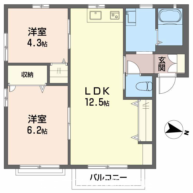 シャトレ庄内　A 102号室 間取り