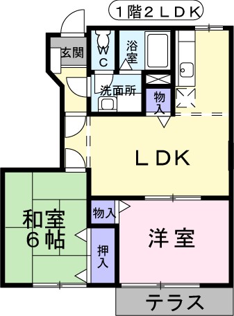 ロータス城ヶ上　Ａ 102号室 間取り
