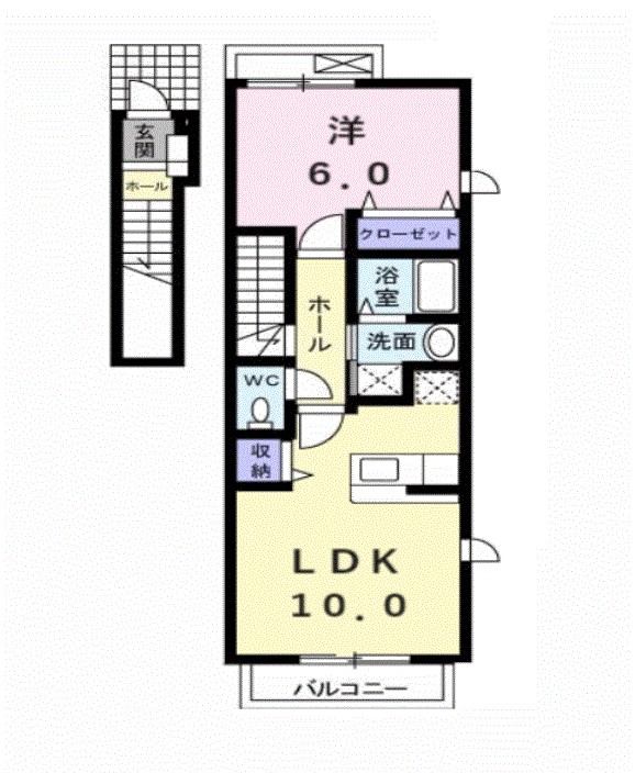 ピアチェーレＡ・Ｋ　Ⅰ 201号室 間取り
