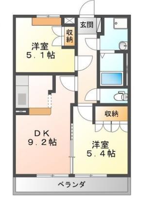 レインボーパレス 206号室 間取り
